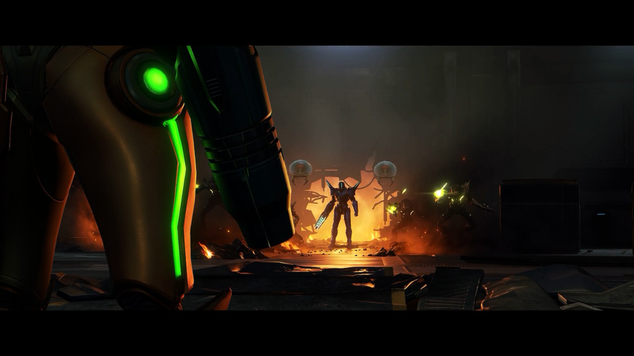 Samus and Sylux face off.